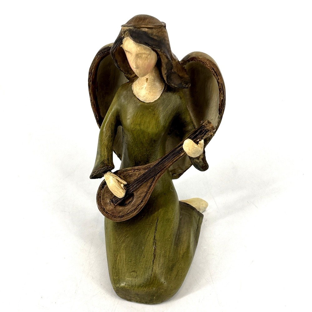 Wood‎ Look Resin Angel Figurine Playing Musical Instruments Tii Collection